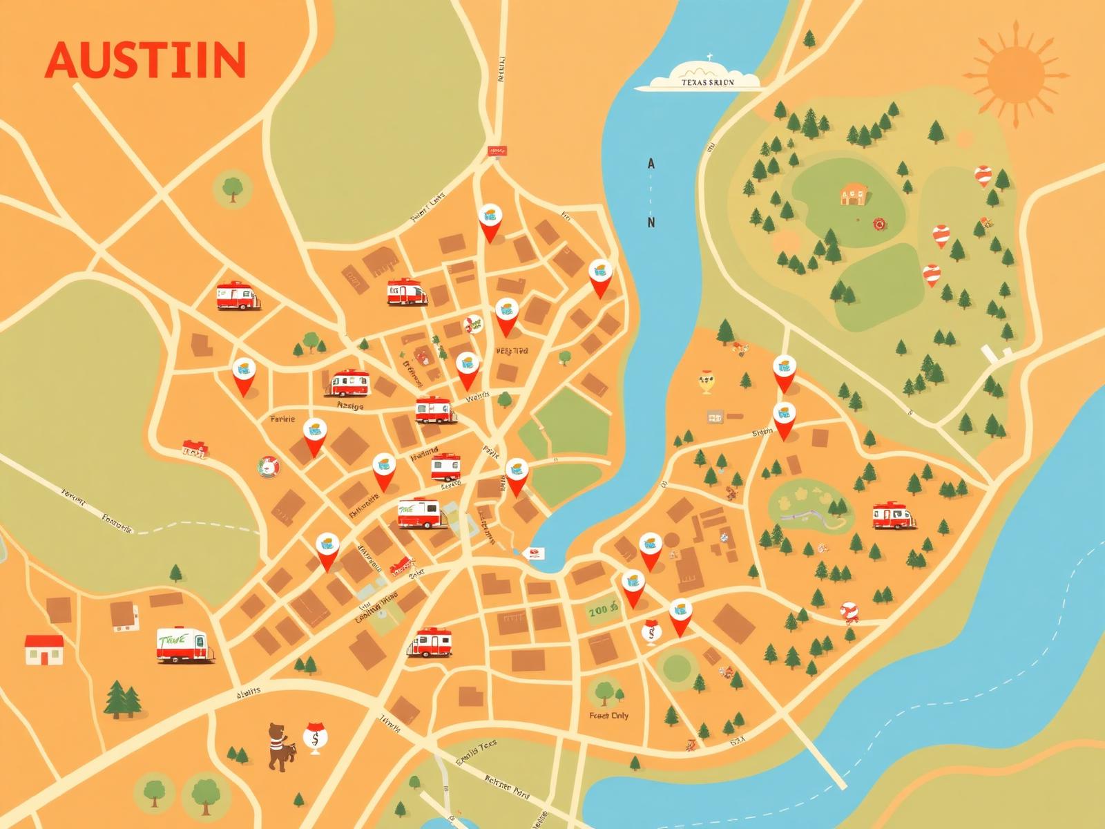 Map of Austin food trailers